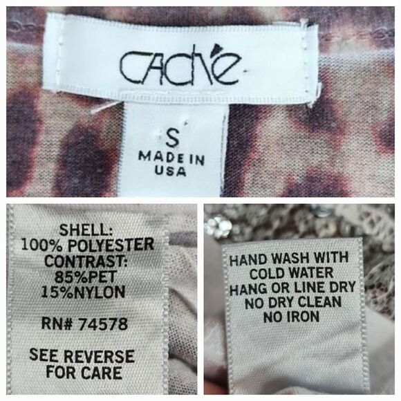 🔹️Cache Brown & Cream Sequined Leopard Burnout Long Sleeve Top Small - Picture 10 of 12